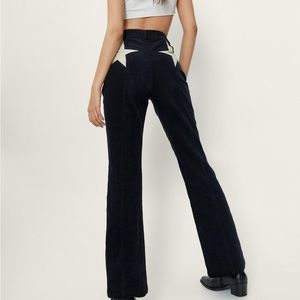 Corduroy High Waisted Flared Star Bum Pants